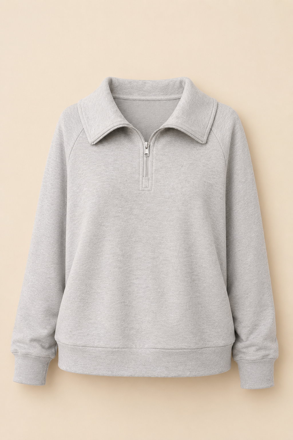 The Relaxed Half-Zip Top — Heather Grey
